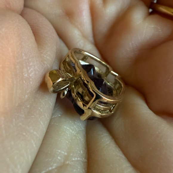 Amethyst Double Heart Pendant 14K with small diamond 💟 - Picture 8 of 8